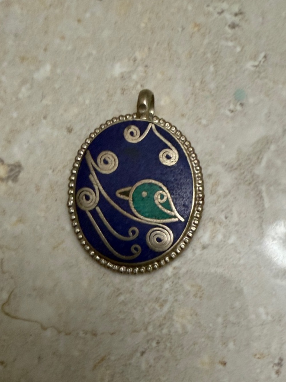 Blue and Teal Bird Pendant Necklace - Decorative Pet Bird Design